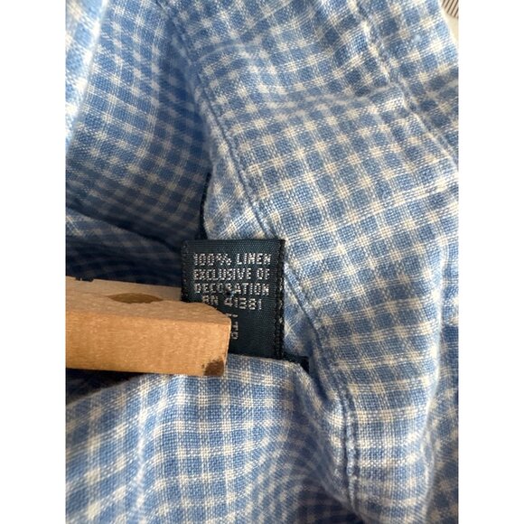Ralph Lauren Mens Classic Fit Blue Gingham 100% Linen Shirt Size Large - Picture 6 of 6